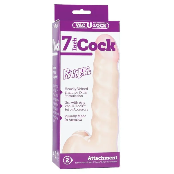 Vac-U-Lock 7″ Raging Hard on Realistic Cock – White