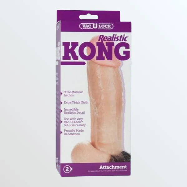 Vac-U-Lock Realistic Kong 9.5" Dildo for Harnesses