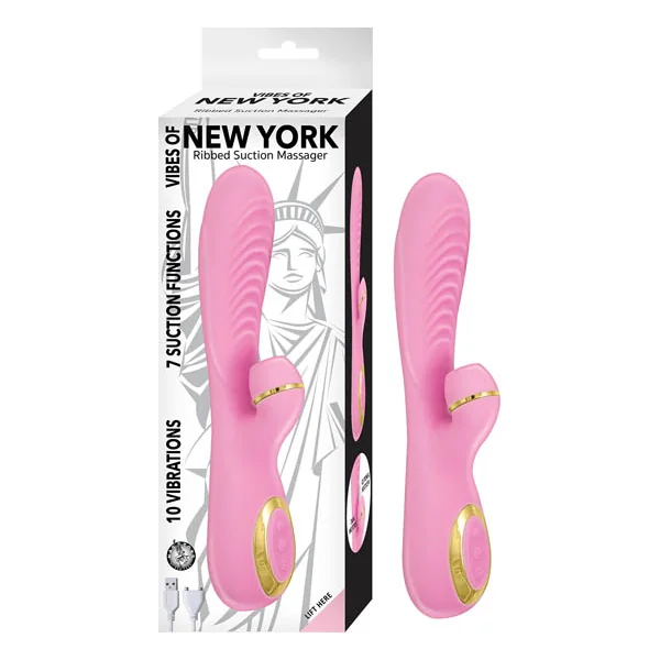 VIBES OF NEW YORK RIBBED SUCTION MASSAGER PINK
