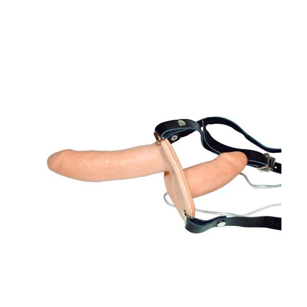 Vibrating Flesh Strap On Duo Vibrating Dongs