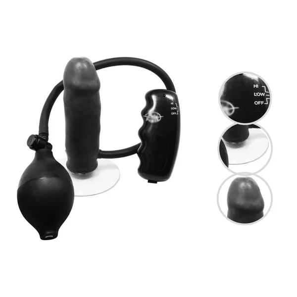 Vibrating Inflatable Butt Plug Anal Balloon 5 Inch Black