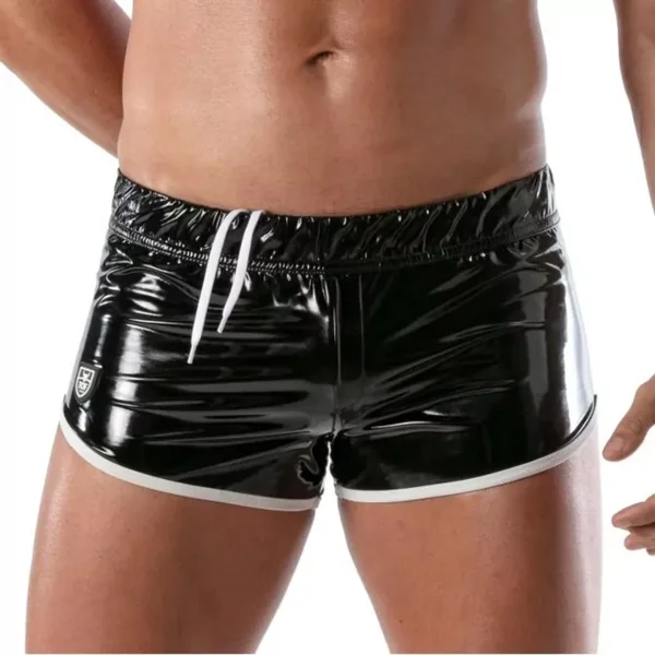 Vinyl Fetish Shorts Black/White – Size L