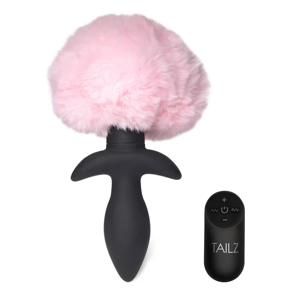 Waggerz Moving and Vibrating Bunny Tail Anal Plug - Pink