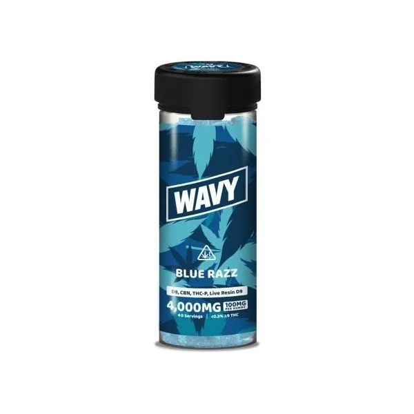 Wavy 4,000mg 40ct Live Resin Gummies Blue Razz