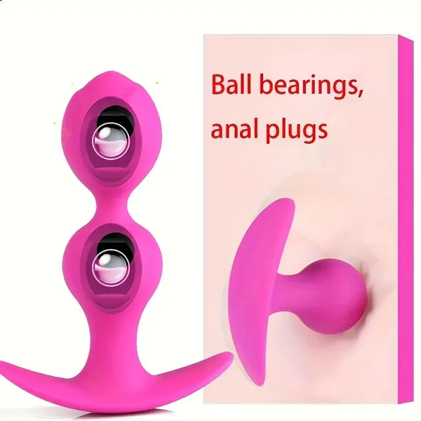 Wearable Pink Silicone Anal Plug With Ball Bearings Prostate Massager