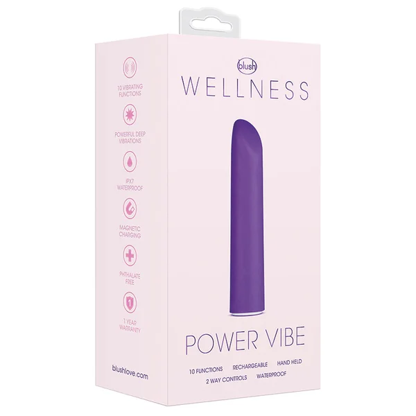 Wellness By Blush Power Vibe RumbleTech Purple Satin Smooth Vibrator