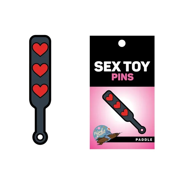 Wood Rocket Sex Toy Hearts Paddle Pin – Black/Red
