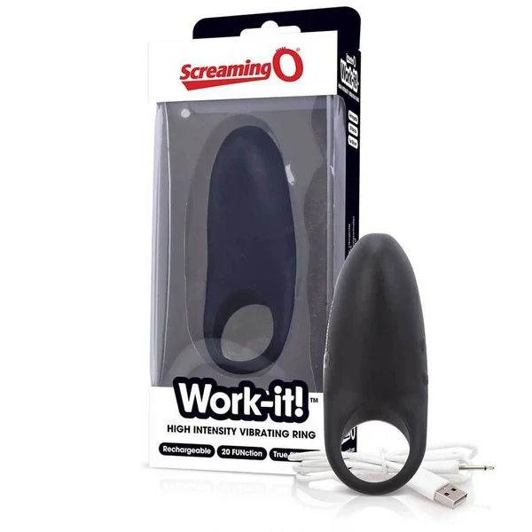 Work It! Penis Ring Silicone Vibrating Black Couples Cock Ring Sex Toy