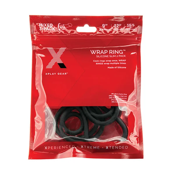 Xplay Gear 9"-12"-15" Silicone Slim Wrap Rings - Pack Of 3 Black