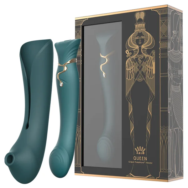 Zalo Legend Queen Set G-spot PulseWave Vibrator with Suction Sleeve - Jewel Green