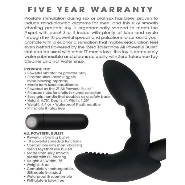 ZERO TOLERANCE ETERNAL P SPOT PROSTATE MASSAGER BLACK