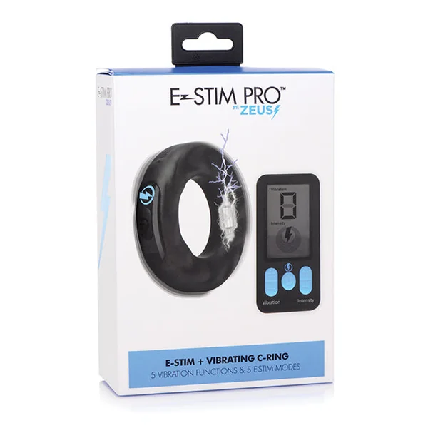 Zeus Electrosex E-stim Pro Silicone Vibrating Cock Ring W/remote - Black