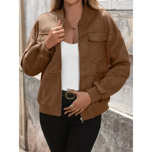 Zip Up Dropped Shoulder Jacket