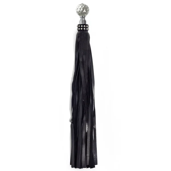 Zorba Snakeskin Suede Leather Flogger With Diamante & Gem Handle