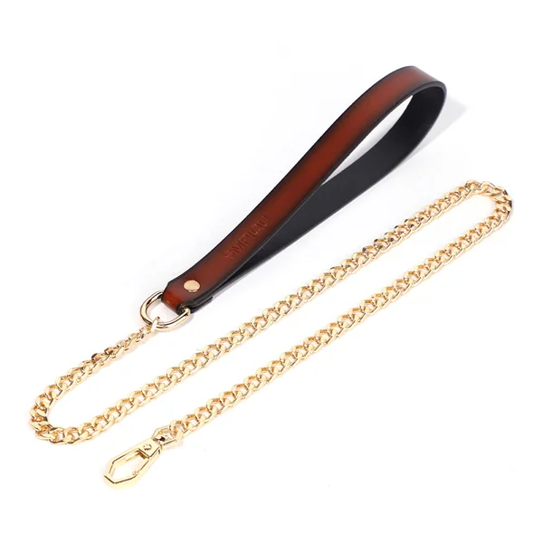 ZYL Genuine Leather & Chain Leash